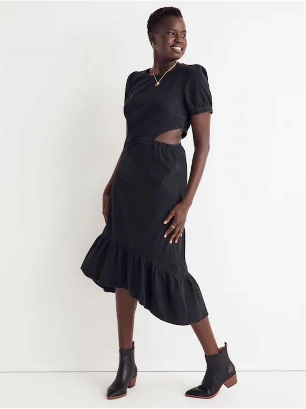 Madewell Denim Cutout Mulgrove Wash Midi Dress Women's 2